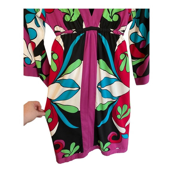 Nicole by Nicole Miller Retro Groovy Colorful V-Neck Bell Sleeve Dress Size 16 - Picture 6 of 14